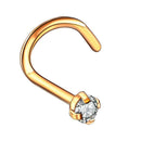 5 Pieces 20g Crystal Rhinestone Inlaid Stainless Steel Ear Nose Stud Curved