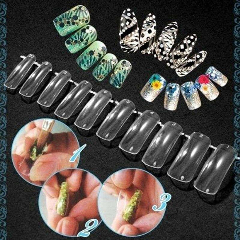 Acrylic Nail Mold Artificial Nail Clear Dual Nail System Form for-Nail Art Hot