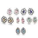 6Pairs/Set Women Rhinestone Crystal Earrings Drop Jewelry Ear Stud Earrings  Bj