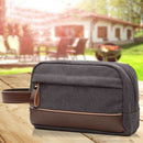Toiletry Beauty Case Bag Leather Trim Canvas Shaving Dopp Case Neceser Trav