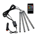 4 Pcs LED RGB Car Interior Atmosphere Light Strip w/ Music Control+IR Remote