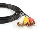 Three RCA Male to Male Plug Audio Video AV Cable Cord Black 1.5M