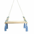 Wooden Wall shelf Hanging Tassel Children baby Nordic Style Wall Frame blue L8X8