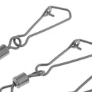 50pcs Stainless Steel Fishing Rolling Swivels with Hooked Snap Length 2.5cm