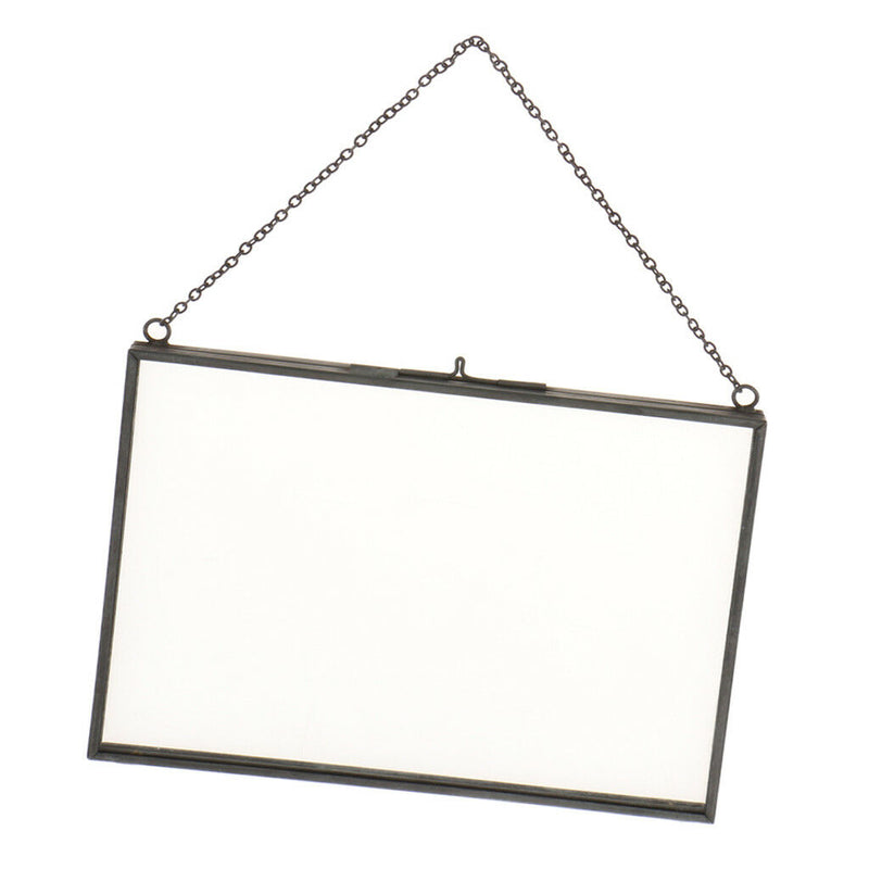 2 Sided Hanging Glass Display Frame for Photo Picture Specimen 18x13cm
