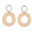 Retro Hollow Round Dangle Ear Stud Women Rattan Geometric Earrings Jewelry