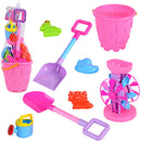 8pcs Beach Sand Toys Set - Water Wheel Sandglass, Bucket, Shovel, Rake, Animals