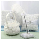 Satin Wedding Flower Girl Basket Flower Basket (C) White