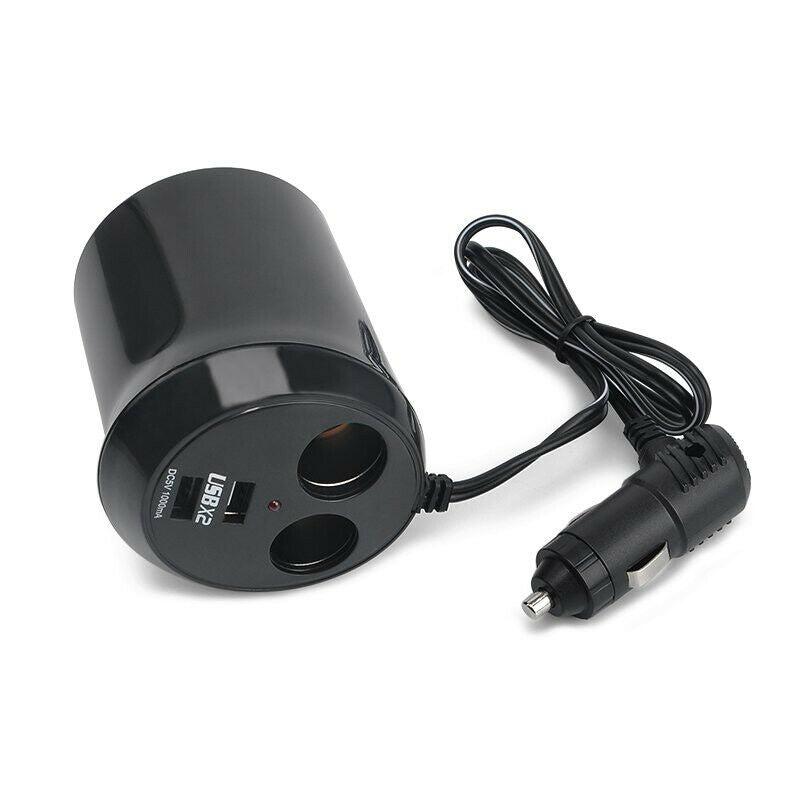 Car Cigarette Lighter 2 Way Dual USB Socket Charger Splitter Power Phone Adapter