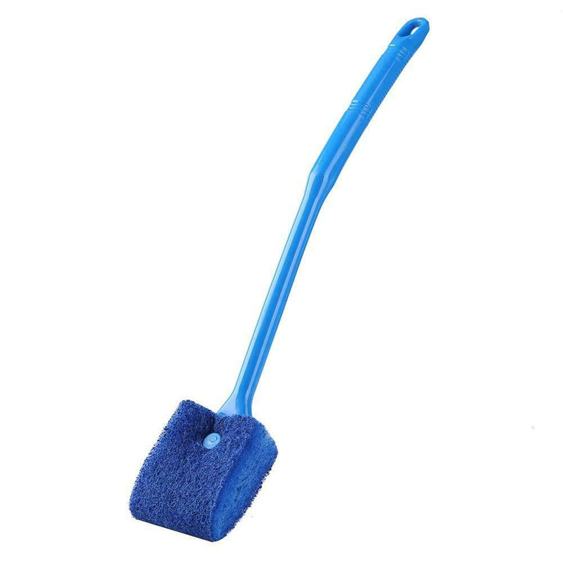 Long Handle Fish Tank Glass Wipe Plastic Sponge Algae Glass Cleaner (Blue) A