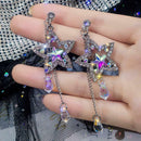 Elegant Star Dangle Earrings Women Rhinestone Ear Drop Pendant Wedding Jewelry