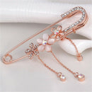 Crystal Flower Safety Decorative Pins Brooch Clip Clasp Pin Tassels Pins for
