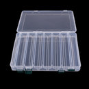 Double Sided 14 Compartments Plastic Fishing Lure Tackle Box Fishing Case