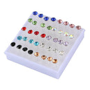 40 Pcs/set Women Girl's Crystal Stud Earrings Christmas Present (size:5mm)