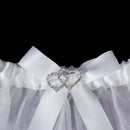 Bridal Double Heart Rhinestone Wedding Garter Satin Toss -White S6I2
