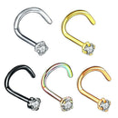 5 Pieces 20g Crystal Rhinestone Inlaid Stainless Steel Ear Nose Stud Curved