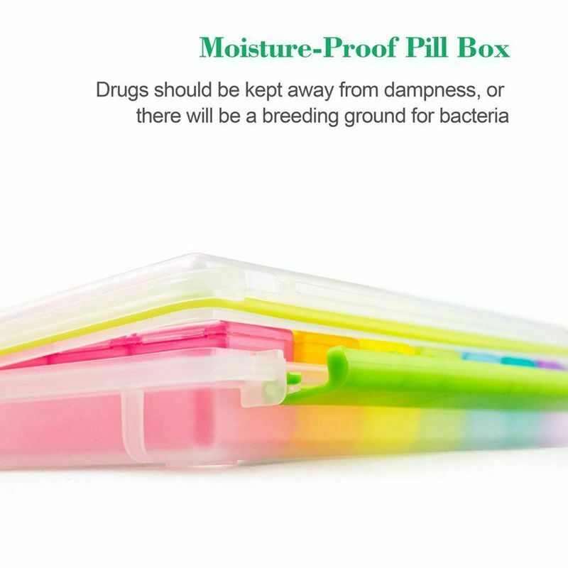 Weekly AM/PM Pill Box, Portable Travel Pill Organizer (7-Day / 4-Times-A-Da K6K6