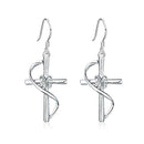 3Pcs/Set Cross Pendant Earrings with Diamond Necklace Set Engagement Jewelr W9T4