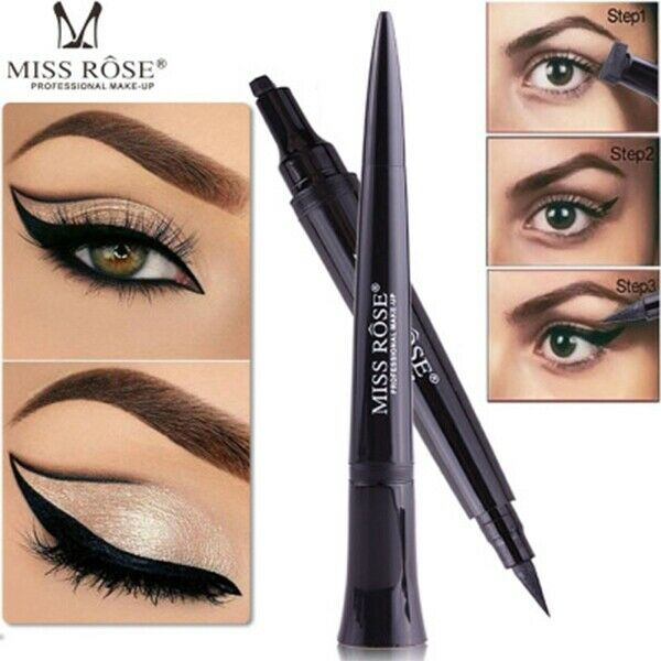 Miss Rose Eyeliner Pen Black Eyeliner Pencil Stamp Double Head Liquid Eye L S8T8
