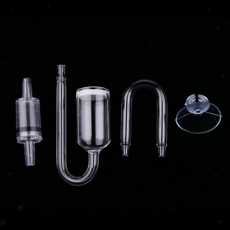 Aquarium Planted Tank CO2 Diffuser Check Valve U Shape Glass Tube Suction Cup