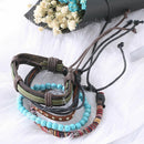 Man European Hot Retro Multilevel Cowhide Handmade Woven Bracelet A