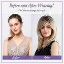 20inch Medium Length Straight Layered Side Part Wig with Inclined Bangs, Natural