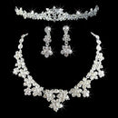 Elegant Luxurious Diamante Rhinestone Necklace Earring Crown Set  Wedding