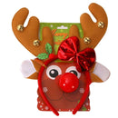 Antler Elk Hair Hoop Headband Red Nose for Xmas Kid Costume Party Prop (C) A