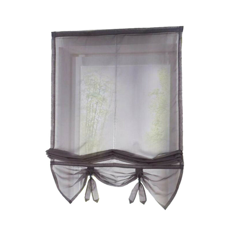 Solid Gray Roman Curtains Sheer Window Shade Blinds (Rod Pocket 120x155cm)