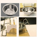 150ml Stainless Steel Pet Feeding Bowl Dog Cat Food Water Dish with Hook (S G1H4