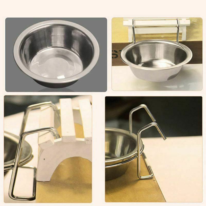 150ml Stainless Steel Pet Feeding Bowl Dog Cat Food Water Dish with Hook (S G1H4