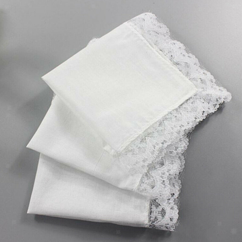 5Pack Men Women 100% Cotton White Handkerchiefs Comfy Hanky Party Hankies