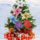 10x Glitter Poinsettia Flower Christmas Wreath Tree Decorations Xmas Craft New
