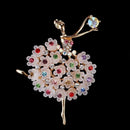 Luxury Crystal Brooch Ballerinas Dancer Breastpin Colorful Flower Alloy Pla