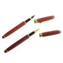 Ball Point Pen 2 in 1 Red Luxury Bamboo Fountain Pen Rotatable Box for Business