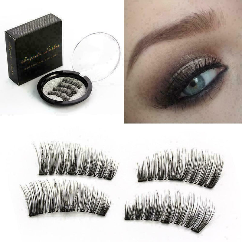 4PCS/Pair Triple Magnetic Eyelashes Handmade Reusable False Eye Lashes Supp X8H6