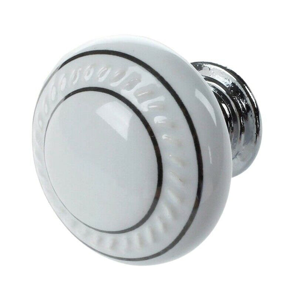 1 x Ceramic Door/Wardrobe/Cabinet/Cupboard Knob Handle Drawer White D5Q9