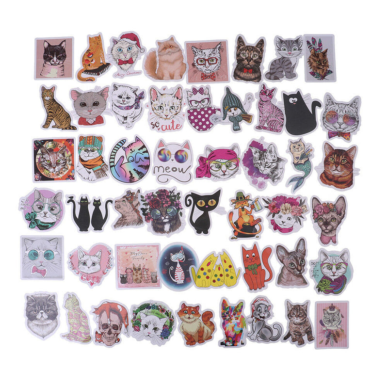 50Pcs/bag Cute cat stickers DIY scrapbooking suitcase laptop car stick%x