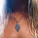 Good Luck Protection Hamsa Symbol Fatima Hand Evil Eye Pendant Necklace SE
