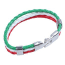 Jewelry bracelet, Italian flag bangle, leather alloy, for men's women, greenD4G4
