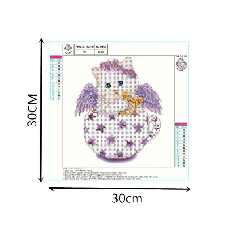 Cat 5D DIY Diamond Painting Embroidery Mosaic Needlework Home Decor(Purple)