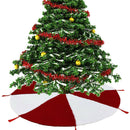 Home Decor Christmas Tree Skirt Floor Folding Round Holiday With Tassels Aprons