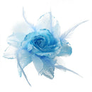240x180mm blue Flower Feather Fabric Brooch for Deco Woman Evening Dress U3G6