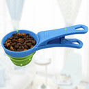 1Pc Collapsible Pet Scoop Silicone Measuring Cups Sealing Clip 2 in 1 ScoopSEAU