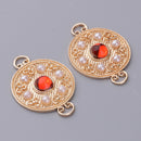 2x Golden Round Flat Back Charms Connector Fit DIY Bracelet Necklace Jewelry