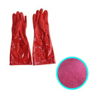 Waterof Gauntlet Gloves Long Heavy Duty Rubber PVC Red Coated 45cm V9J7