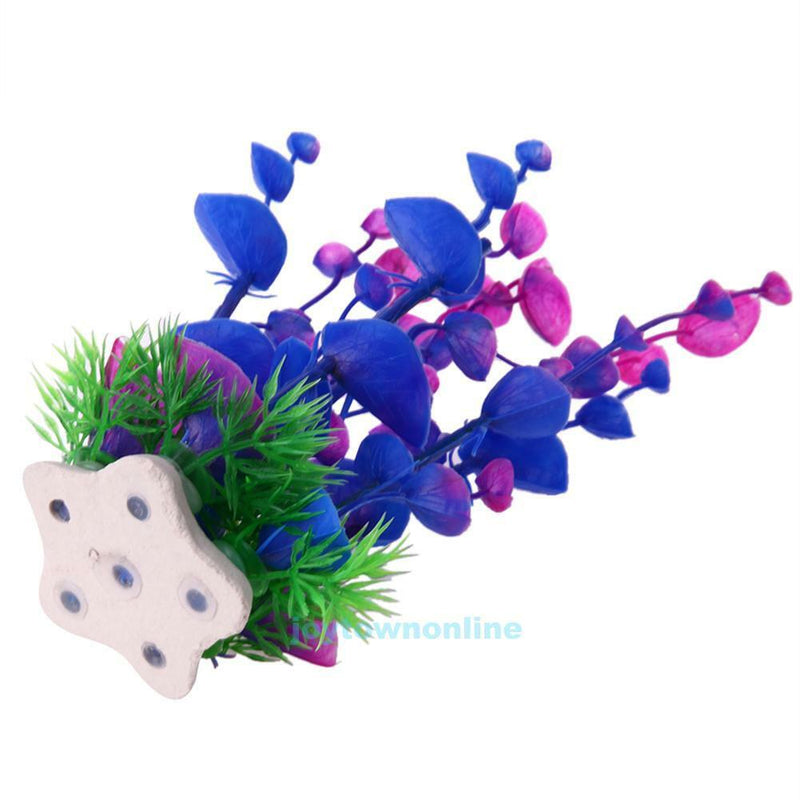 Artificial Plastic Water Plants Grass Fish Tank Aquarium Ornament Decor Purple