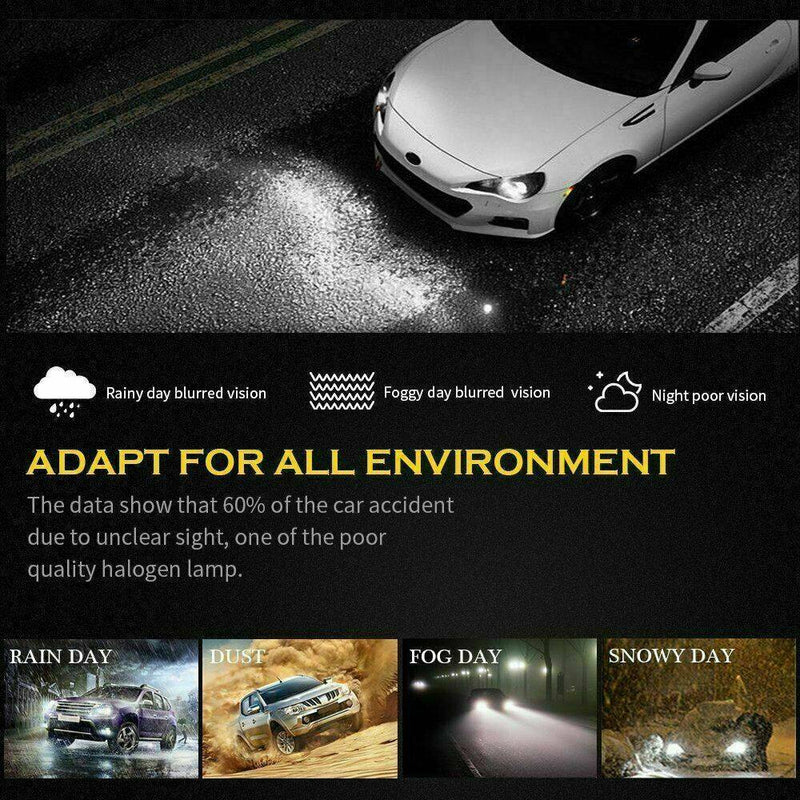 1Pair H4 200W 12000LM 6000K LED Car Headlight Fog Lights Conversion Globes Bulbs