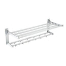 1pc Punch-free Towel Rack Space Aluminum Flexible Folding Double-layer Towe