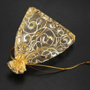 100pcs Champagne Eyelash Organza Drawstring Pouches Jewelry Party Wedding F